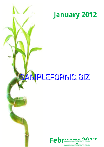2012 Monthly Green Bamboo Calendar Template